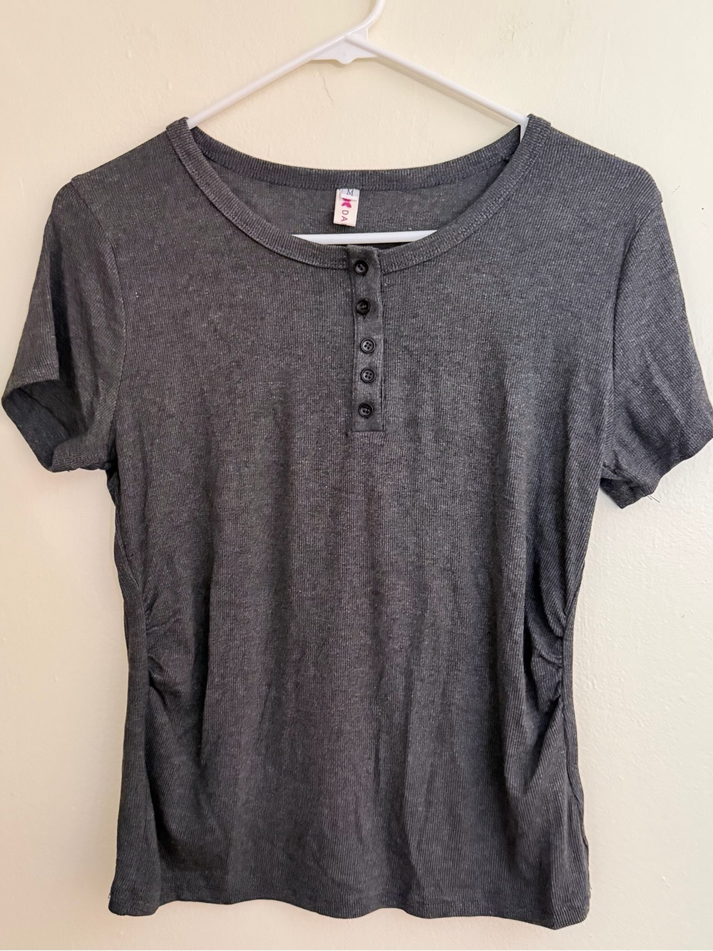 Women's Charcoal Short-Sleeve Henley Top